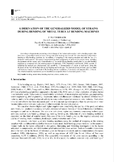 A derivation of the generalized model of strains during bending of metal tubes at bending machines