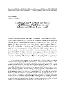 Innowacyjność w karbach konwencji. O pierwszym podręczniku do nauki języka angielskiego dla Polak&oacute;w = Innovation restricted by Convention. About the first Handbook of English for Poles