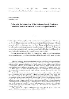 Formuły salutacyjne w korespondencji z terenu Kres&oacute;w Południowo-Wschodnich (XVII-XVIII w.) = Salutations in letters from the South-Eastern Borderland (17th-18th centuries)
