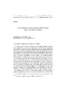 The emergence and development of the Kurdish issue in the Republic Turkey = Narodziny i rozw&oacute;j kwestii kurdyjskiej w Turcji