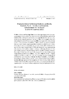 Międzynarodowa Konferencja Naukowa "Łemkowie, Bojkowie, Rusini - historia, wsp&oacute;łczesność, kultura materialna i duchowa", Svidnik 14-15 czerwca 2013 r.