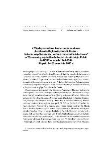 V Międzynarodowa konferencja naukowa "Łemkowie, Bojkowie, Huculi, Rusini - historia, wsp&oacute;łczesność, kultura materialna i duchowa" w 70. rocznicę wysiedleń ludności ukraińskiej z Polski do USRR w latach 1944-1946 (Słupsk, 24-26 września 2015 r.)