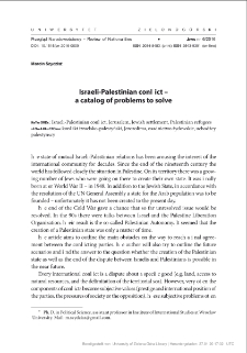 Israeli-Palestinian conflict - a catalog of problems to solve = Konflikt izraelsko-palestyński - katalog problem&oacute;w do rozwiązania