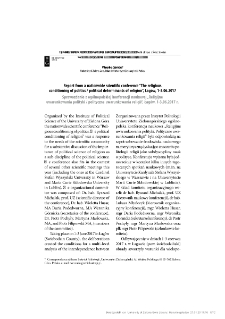 Report from a nationwide scientific conference "The religious conditioning of politics / political determinants of religion", Łag&oacute;w, 1-3.06.2017 - Sprawozdanie z og&oacute;lnopolskiej konferencji naukowej "Religijne uwarunkowania polityki / polityczne uwarunkowania religii", Łag&oacute;w, 1-3.06.2017 r.