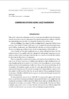 Communication using jazz harmony = Komunikacja przy użyciu harmonii jazzowej