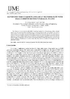 Slip regime MHD 2-liquid plasma heat transfer flow with hall currents between parallel plates