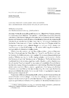 Lob der Freiheit: Zum Leben und Schaffen des Gr&uuml;nberger Verlegers Wilhelm Levysohn (Pochwała wolności: Wilhelm Levysohn - życie i tw&oacute;rczość wydawcy z dawnego Gr&uuml;nberga)