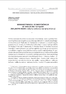 Wariantywność słowotw&oacute;rcza w tekście na tle epoki (na przykładzie "Reguły zakonu świętej Klary") = Word-formative variance of a text in the context of the period (on the basis of the example of the "Rule of St. Clare")