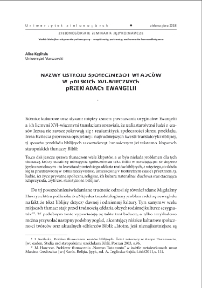 Nazwy ustroju społecznego i władc&oacute;w w polskich XVI-wiecznych przekładach Ewangelii = Names of social systems and names of rulers in Polish 16th century translations of the Gospels