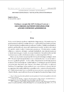 "Lingua receptiva" czy "lingua franca" - zachowania językowe mieszkańc&oacute;w polsko-czeskiego pogranicza = "Lingua receptiva" or "lingua franca" - language behaviour of the Polish-Czech borderland` habitants