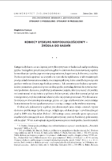 Kobiecy dyskurs niepodległościowy - źr&oacute;dła do badań = Feminine independence discourse - sources for research