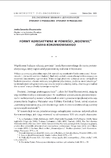Formy adresatywne w powieści "Wdowiec" J&oacute;zefa Korzeniowskiego = Addressative forms in the novel "The Widower" by Jozef Korzeniowski