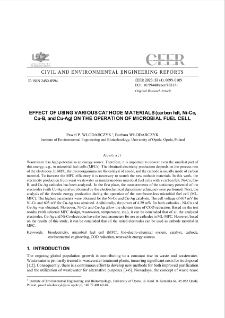 Effect of Using Various Cathode Materials (Carbon Felt, Ni-Co, Cu-B, and Cu-Ag) on the Operation of Microbial Fuel Cell