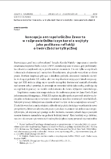 Koncepcja antropologiczna zawarta w rozprawie "Osoba i czyn" Karola Wojtyły jako podstawa refleksji o tw&oacute;rczości artystycznej = Anthropological conception enclosed in "Acting Person", a dissertation by Karol Wojtyla, as a ground for reflections on artistic creativity