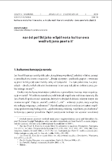 Nar&oacute;d polski jako wsp&oacute;lnota kulturowa według Jana Pawła II = Polish nation as a cultural community by John Paul II