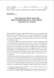 "M&oacute;w! Ja każę." Słowo poetyckie jako narzędzie dialogu w cyklu "Sonety - zarysy" Karola Wojtyły = "Speak! I order you." Poetic word as the instrument of dialogue in the cycle "Sonety - zarysy" by Karol Wojtyła