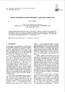 Epoch-incremental reinforcement learning algorithms