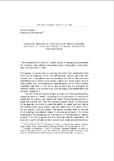 Common spaces in the days of isolationism. Outline of the interdisciplinary research programme = Wsp&oacute;lne przestrzenie w czasach izolacjonizmu. Zarys interdyscyplinarnego programu badawczego