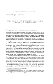 From schemes to the teacher`s pedagogical creativity in cyberculture = Od schematu do tw&oacute;rczości pedagogicznej nauczyciela w cyberkulturze