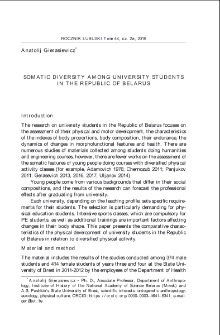 Somatic diversity among university students in the republic of Belarus = Zr&oacute;żnicowanie cech somatycznych student&oacute;w republiki Białorusi