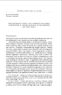 Preferowane formy aktywności fizycznej student&oacute;w w czasie wolnym w zależności od pory roku = Students` preferred physical activities in leasure time depending on the seasons of the year