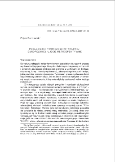 Pedagogika tw&oacute;rczości w tradycji europejskiej. Ujęcie retrospektywne = Pedagogy of creativity in European tradition. Retrospective approach