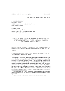 Education of elderly people on the example of students of the third age universities in Poland and Slovakia = Edukacja os&oacute;b starszych na przykładzie student&oacute;w uniwersytet&oacute;w trzeciego wieku w Polsce i Słowacji