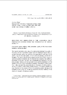 Realities and unrealities in the hungarian child protection system from the perspective of social mobility = Realia i nier&oacute;wności w węgierskim systemie ochrony dzieci z punktu widzenia mobilności społecznej