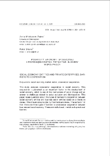 Podmioty ekonomii społecznej i przedsiębiorstwa prywatne. Bariery wsp&oacute;łpracy = Social economy entities and private enterprises. Barriers to cooperation