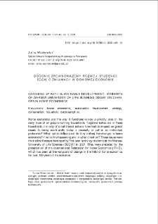 Dogonić zr&oacute;wnoważony rozw&oacute;j. Studenci SGGW o zmianach w domowej ekonomii = Catching up with sustainable development. Students of Warsaw University of Life Sciences (SGGW) on changes in home economics
