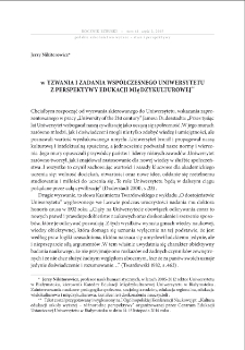 Wyzwania i zadania wsp&oacute;łczesnego uniwersytetu z perspektywy edukacji międzykulturowej = Challenges and tasks of the contemporary university from the perspective of intercultural education
