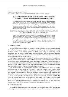 Kangaroo protocol as a sensor: monitoring parameters of wireless sensor networks = Protok&oacute;ł Kangaroo jako sensor: monitorowanie parametr&oacute;w Bezprzewodowych Sieci Sensorowych