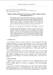 Modular development of data-centric applications for edge devices = Modułowy rozw&oacute;j aplikacji zorientowanych na dane dla urządzeń brzegowych