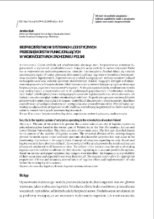 Bezpieczeństwo w systemach logistycznych przedsiębiorstw funkcjonujących w wojew&oacute;dztwach zachodniej Polski = Security in the logistics systems of enterprises operating in the voivodeships of western Poland