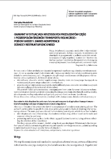 Gwarant w sytuacjach kryzysowych producent&oacute;w części i podzespoł&oacute;w środk&oacute;w transportu rolniczego - poziom wiedzy i zakres kompetencji doradcy restrukturyzacyjnego = Guarantee in crisis situations for parts manufacturers and components of agricultural transport means - level of knowledge and scope of competences restructuring advisor