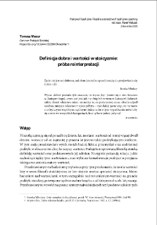 Definicja dobra i wartości w stoicyzmie: pr&oacute;ba reinterpretacji = Definition of Good and Value in Stoicism