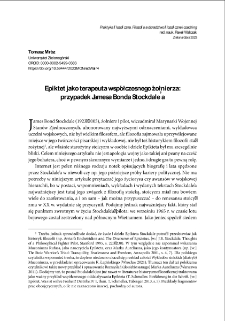 Epiktet jako terapeuta wsp&oacute;łczesnego żołnierza: przypadek Jamesa Bonda Stockdale`a = Epictetus as a Therapist of a Modern Soldier: the case of James Bond Stockdale