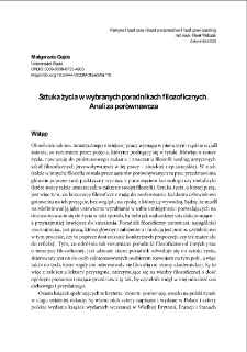 Sztuka życia w wybranych poradnikach filozoficznych. Analiza por&oacute;wnawcza = The art of living in selected philosophical guides. Comparative analysis
