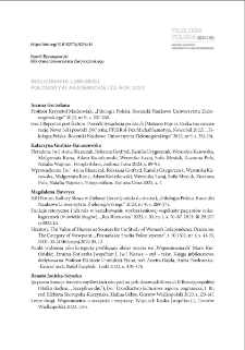 Bibliografia lubuskiej polonistyki akademickiej za rok 2023