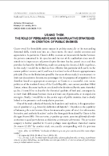 Us and them. The role of persuasive and manipulative strategies in creation of public enemies = My i oni. Rola struktur osobistych i manipulacyjnych w tworzeniu wrog&oacute;w publicznych