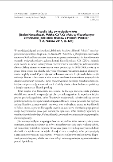 Filozofia jako zwierciadło wieku [Stefan Konstańczak, Polska XIX i XX wieku w filozoficznym zwierciadle, ?Biblioteka Studi&oacute;w z Filozofii Polskiej?] - recenzja