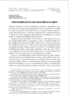 Wsp&oacute;łczesne studia nad Diodorem Sycylijskim = Contemporary studies on Diodorus Siculus