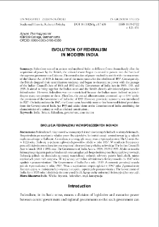 Evolution of Federalism in Modern India = Ewolucja federalizmu we wsp&oacute;łczesnych Indiach