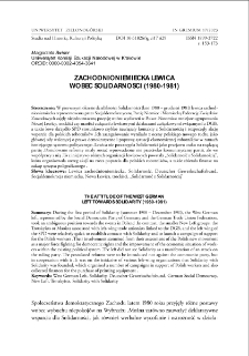 Zachodnioniemiecka lewica wobec Solidarności (1980-1981) = The attitude of the West German left towards Solidarity (1980-1981)