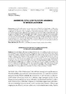 Awerroes, czyli losy filozofii arabskiej w świecie łacińskim = Averroes or the fate of the Arab philosophy in the Latin language world