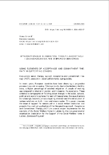 Wykorzystanie element&oacute;w terapii akceptacji i zaangażowania we wsparciu senior&oacute;w = Using elements of acceptance and commitment therapy in supporting seniors