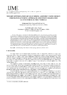 Weight optimization of leaf spring assembly using design for manufacturing approach and FEM in graduated leaves for Electric Vehicle