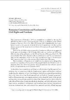Romanian Constitution and Fundamental Civil Rights and Freedoms