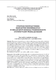 Strategie rozwiązywania konflikt&oacute;w r&oacute;wieśniczych w inkluzyjnym oddziale przedszkolnym: systematyczny przegląd badań