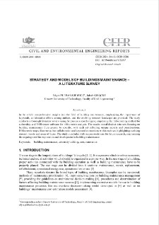 Strategy and Models of Buildings Maintenance - a Literature Survey